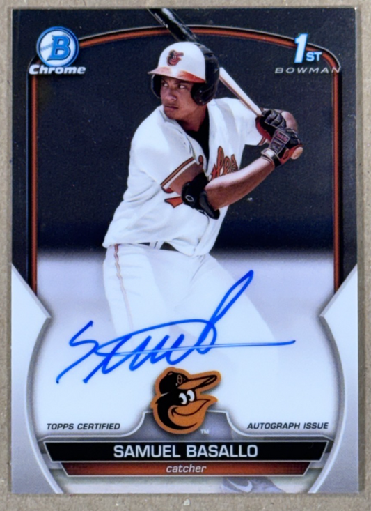 2023 Topps Bowman Chrome Prospect Samuel Basallo Auto #CPA-SB Orioles Rookie RC