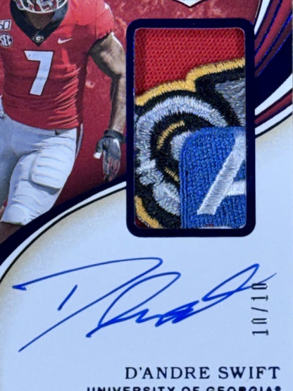 2020 Panini Immaculate Collegiate D'Andre Swift Patch Auto /10 Georgia RC Bears