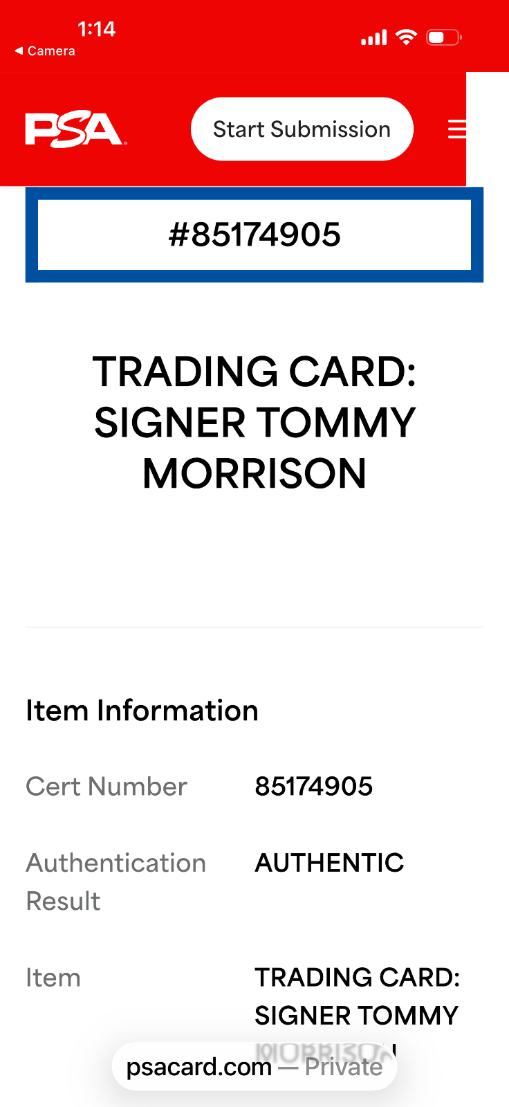 1991 Ringlords Tommy Morrison Rocky Signed The Duke Auto PSA COA Mint RC /150