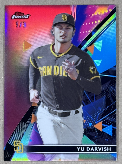 2021 Topps Finest Baseball Yu Darvish Red Refractor 5/5 SD Padres Mint