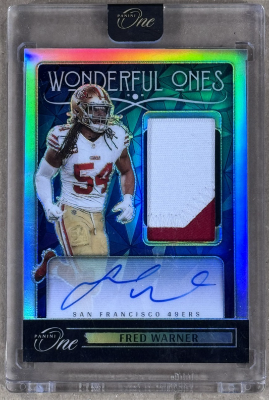2024 Panini One Football Fred Warner Wonderful Ones Patch Auto /99 SF 49ers Mint
