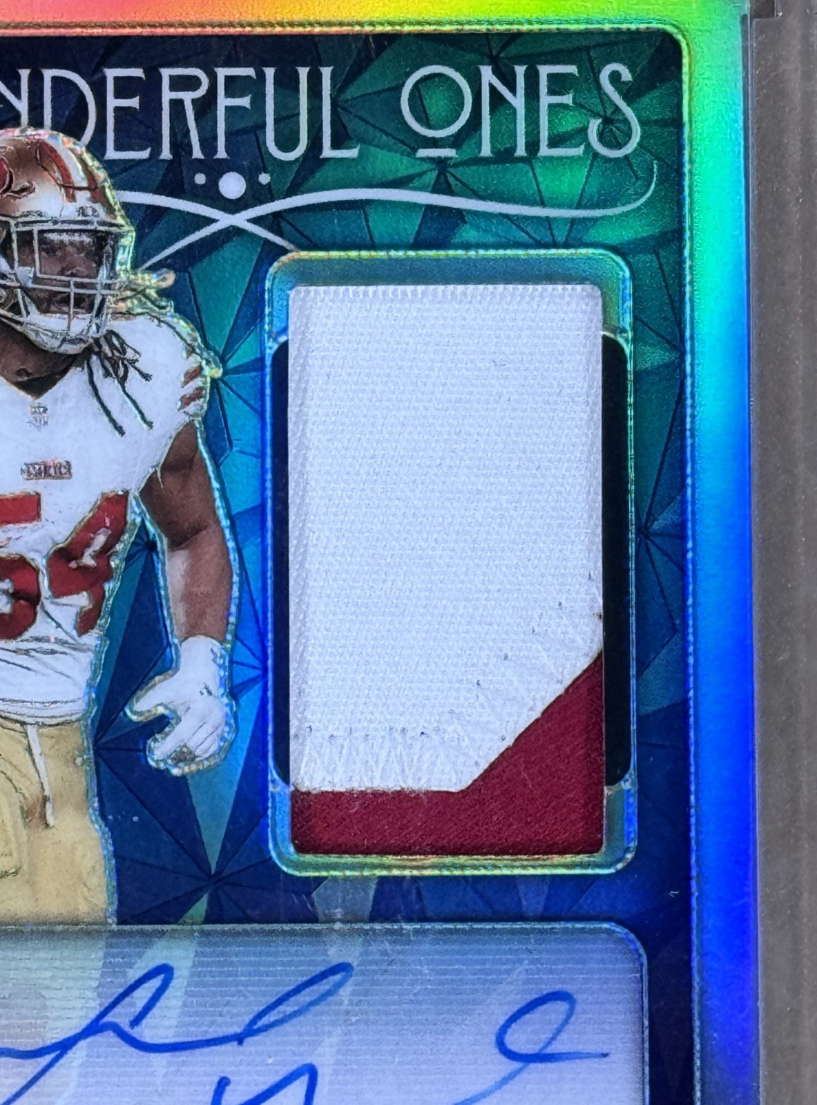 2024 Panini One Football Fred Warner Wonderful Ones Patch Auto /99 SF 49ers Mint