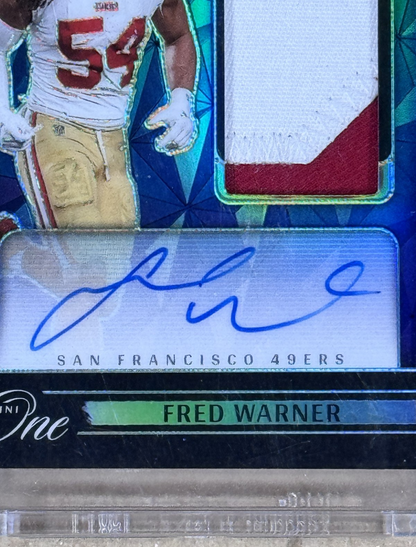 2024 Panini One Football Fred Warner Wonderful Ones Patch Auto /99 SF 49ers Mint