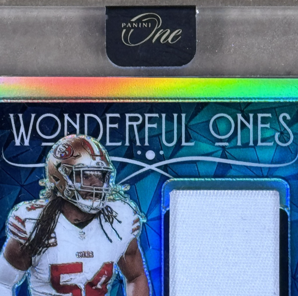 2024 Panini One Football Fred Warner Wonderful Ones Patch Auto /99 SF 49ers Mint