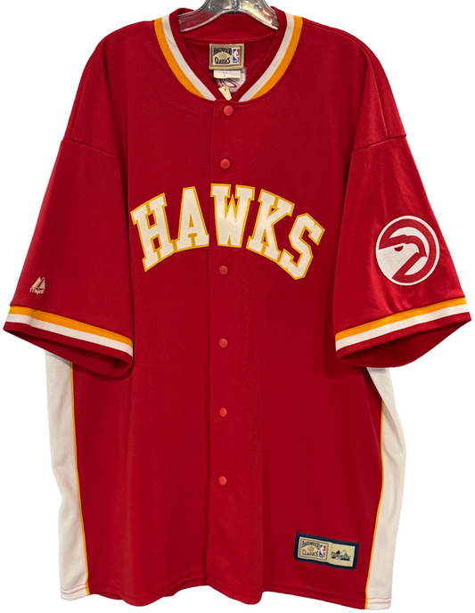 Atlanta Hawks Authentic Majestic Hardwood Classics NBA Shooting Shirt Sz L NWT