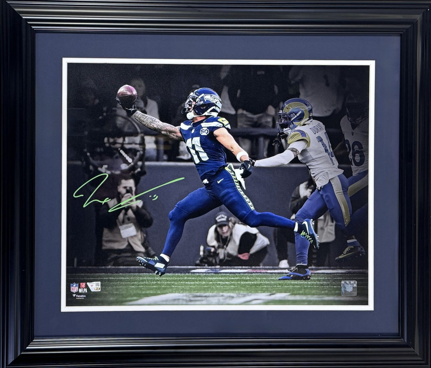 Jaxon Smith-Njigba Signed 16x20 NFC Champ Framed Photo Auto Fanatics Seahawks