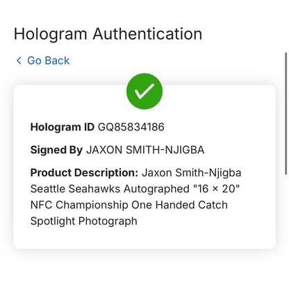Jaxon Smith-Njigba Signed 16x20 NFC Champ Framed Photo Auto Fanatics Seahawks