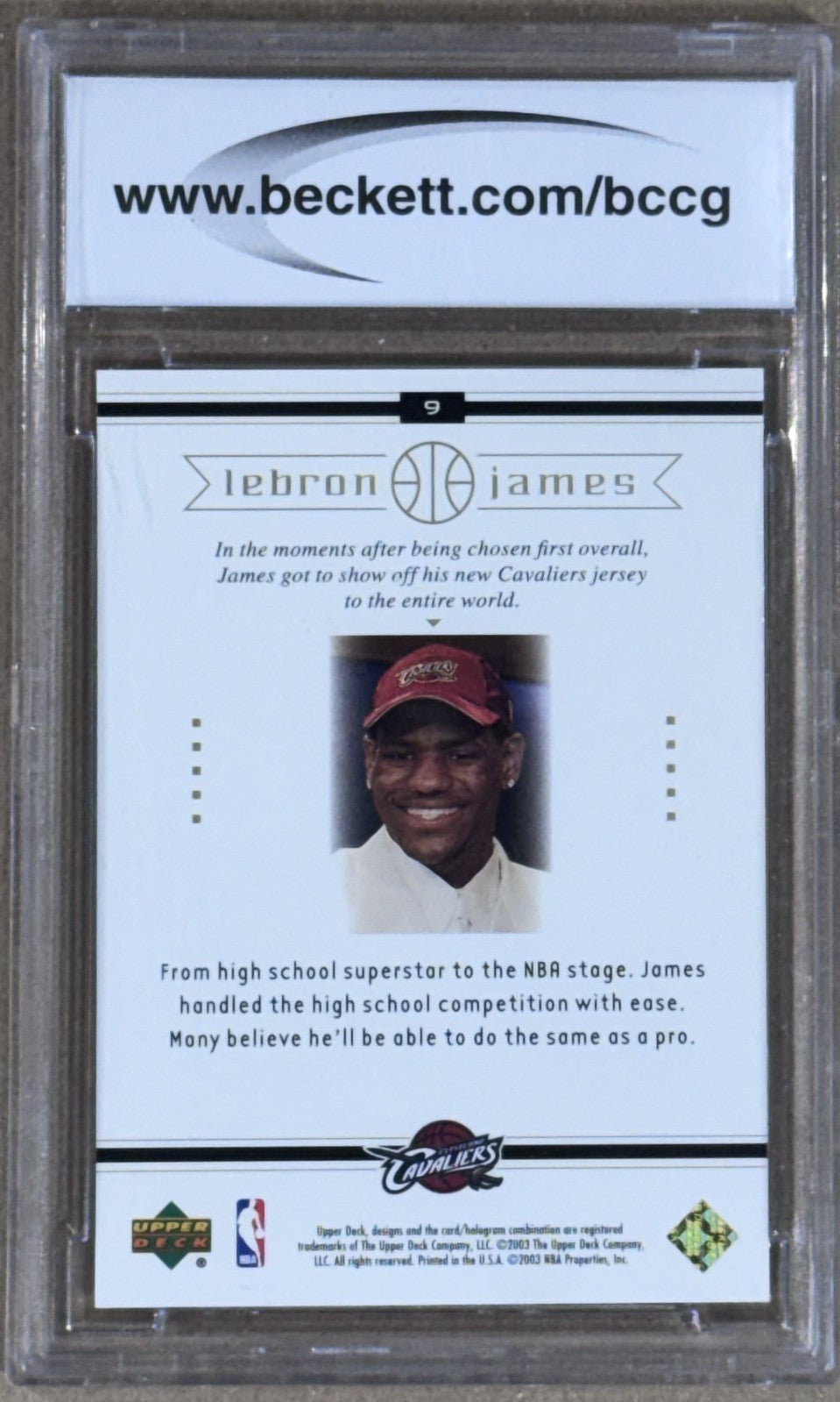 2003 Upper Deck Lebron James Box Set #9 BCCG 10 Cleveland Cavaliers RC Mint