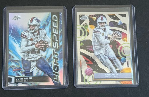 Topps Chrome 2025 Josh Allen Bills Light Speed Insert & Base Card #10 Mint Pair