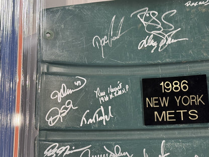 1986 WS NY Mets Signed Shea Stadium Seat Back Framed Shadowbox 26 Auto MLB COA
