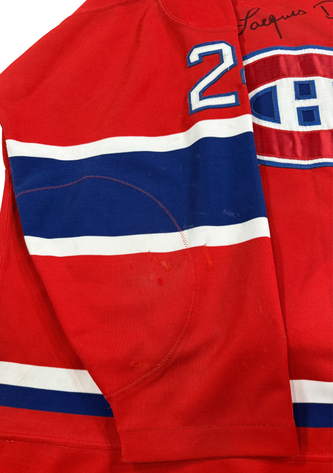 Patrick Roy Jacques Demers Signed Lyle Odelein Game Used Jersey Canadiens Auto