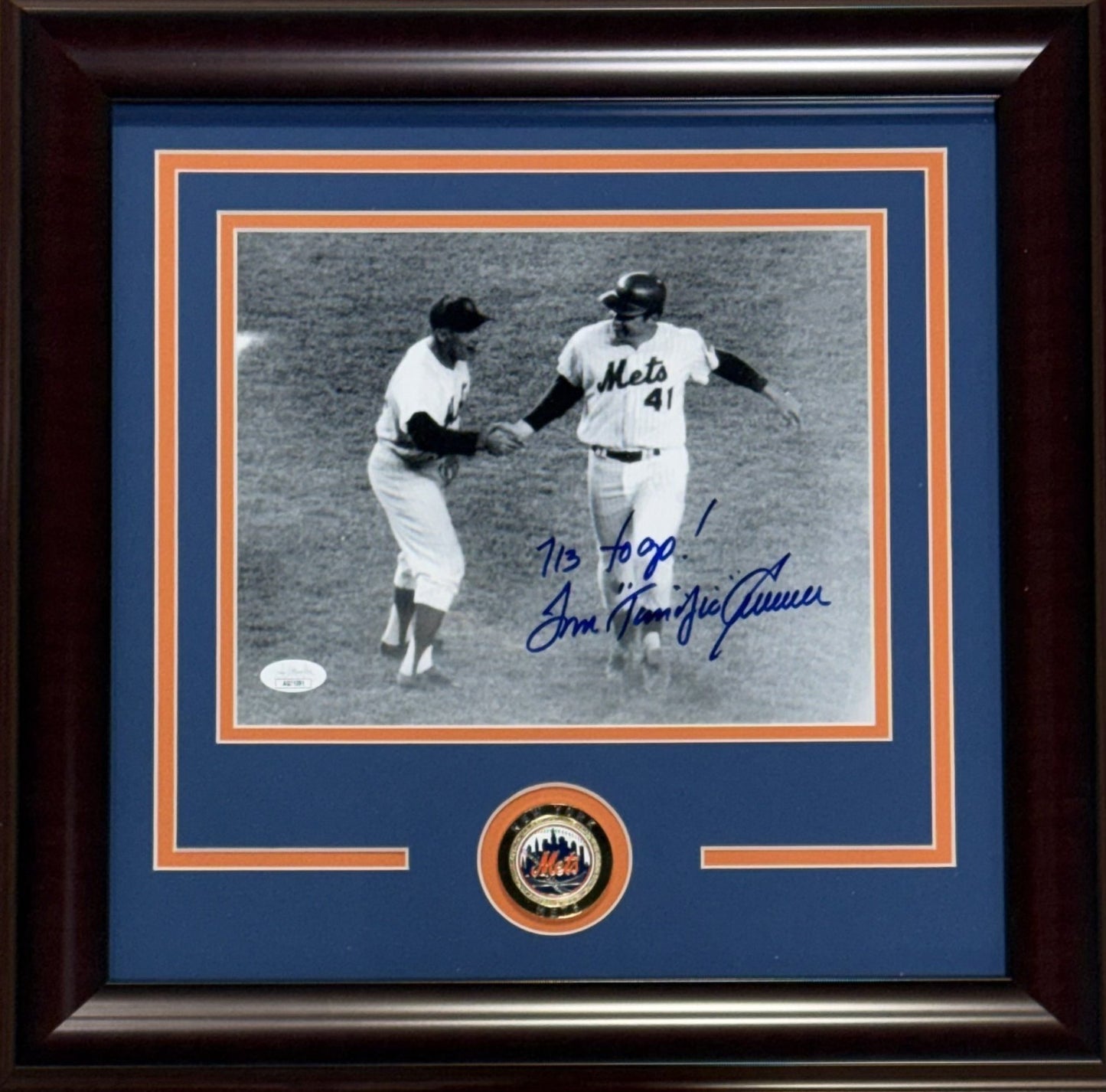 Tom Terrific Seaver Signed 8x10 Photo Framed 1st HR 713 To Go Auto Mets JSA COA