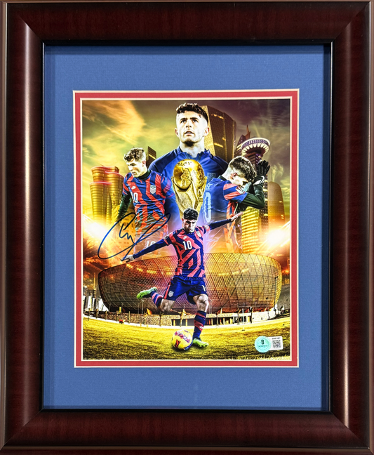 Christian Pulisic Signed USMNT World Cup 8x10 Photo Framed Auto BAS COA