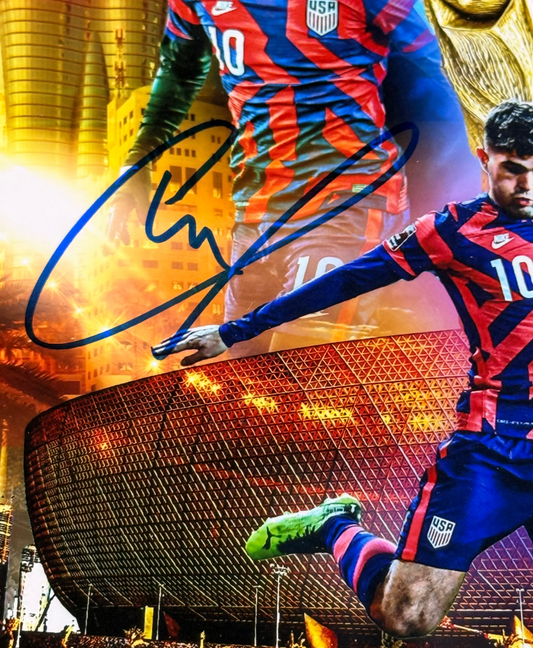 Christian Pulisic Signed USMNT World Cup 8x10 Photo Framed Auto BAS COA