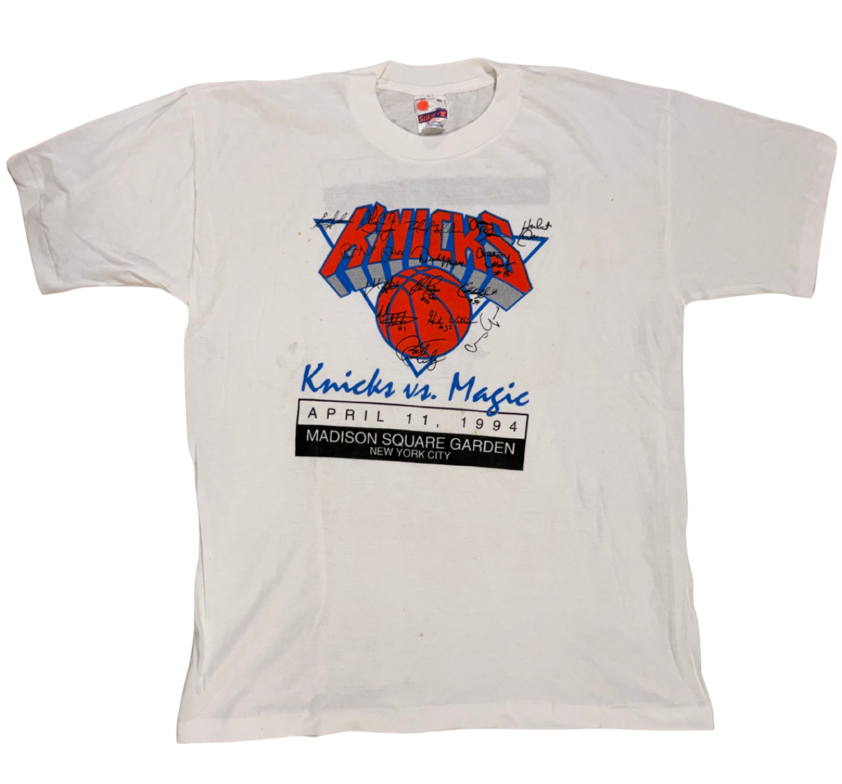 Vintage 1994 Ny Knicks vs Orlando Magic Signed T-Shirt Xl Salem PrePrinted Auto
