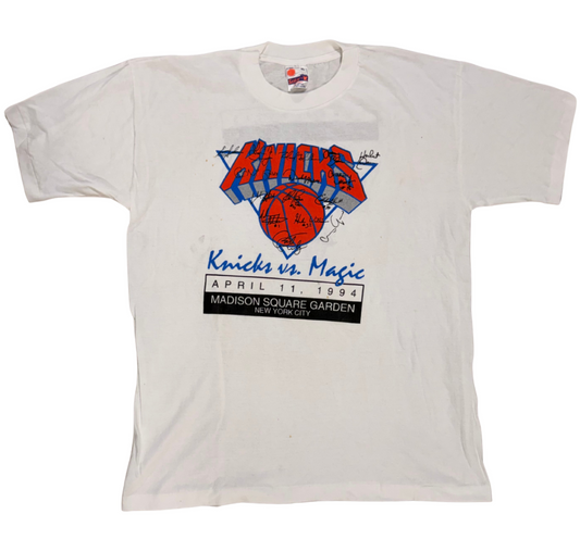 Vintage 1994 Ny Knicks vs Orlando Magic Signed T-Shirt Xl Salem PrePrinted Auto