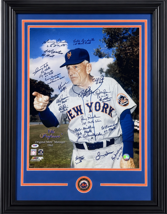 1962 New York Mets Signed 16x20 Photo Framed 20 Auto PSA LOA Jones Bob Miller