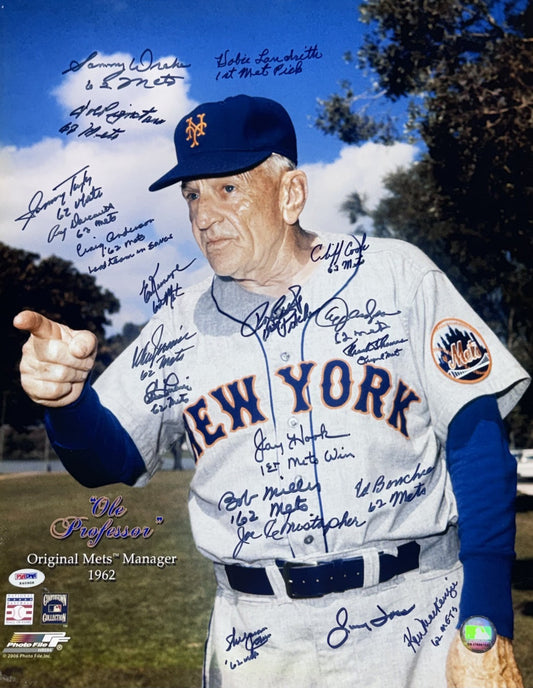 1962 New York Mets Signed 16x20 Photo Framed 20 Auto PSA LOA Jones Bob Miller