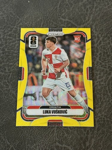 2026 Prizm FIFA World Cup Luka Vuskovic RC Yellow /180 #192 Rookie CROATIA Mint