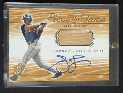 ANDRUW JONES 2001 SP GAME USED BAT PIECE OF THE GAME MINT AUTO A-AJ BRAVES HOF
