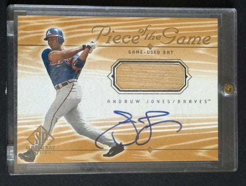 ANDRUW JONES 2001 SP GAME USED BAT PIECE OF THE GAME MINT AUTO A-AJ BRAVES HOF