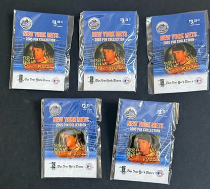 MIKE PIAZZA 2005 Ny Mets #31 New York Times Pin SEALED Lot Of 5 Pins Mint HOF