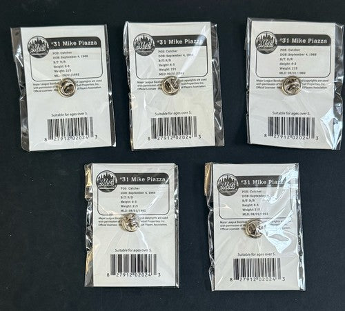 MIKE PIAZZA 2005 Ny Mets #31 New York Times Pin SEALED Lot Of 5 Pins Mint HOF