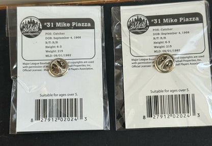 MIKE PIAZZA 2005 Ny Mets #31 New York Times Pin SEALED Mint Lot Of 2 Pins HOF