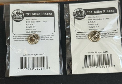 MIKE PIAZZA 2005 Ny Mets #31 New York Times Pin SEALED Mint Lot Of 2 Pins HOF
