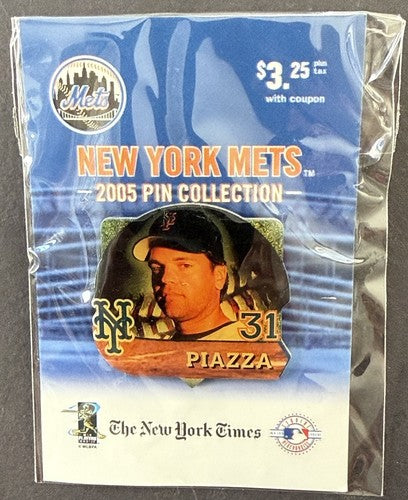 MIKE PIAZZA 2005 Ny Mets #31 New York Times Pin SEALED Mint HOF