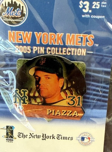 MIKE PIAZZA 2005 Ny Mets #31 New York Times Pin SEALED Mint HOF