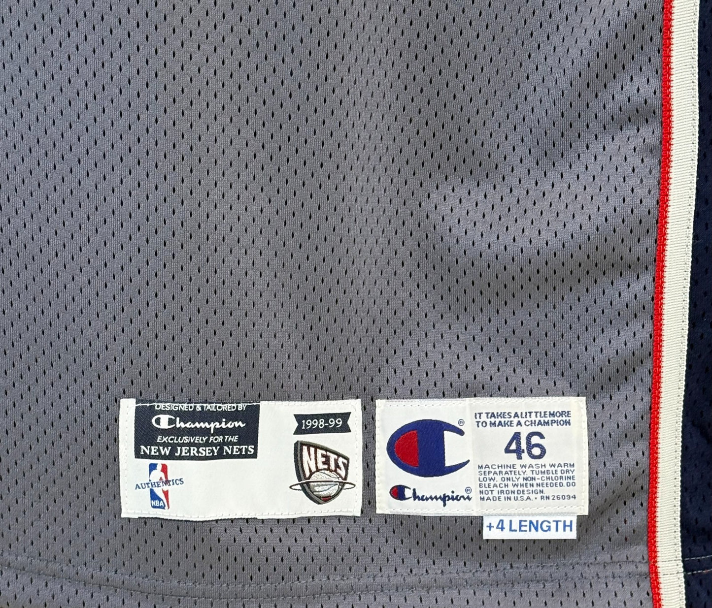 Keith Van Horn Signed Champion NBA Authentics Pro Cut 98-99 Nets Jersey Sz 46 +4
