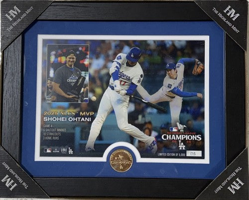 Shohei Ohtani 2025 Nlcs Mvp Game 4 10ks 3HR Highland Mint Champs Framed Photo LE