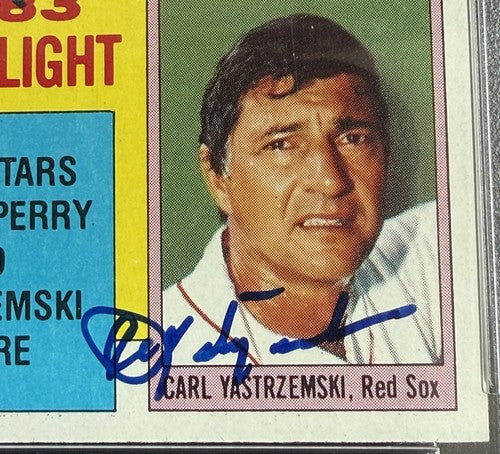 1984 Topps #6 Johnny Bench Carl Yastrzemski Gaylord Perry Signed HOF Psa 9 Auto