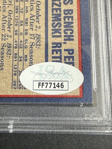 1984 Topps #6 Johnny Bench Carl Yastrzemski Gaylord Perry Signed HOF Psa 9 Auto