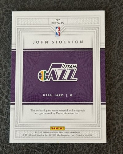 2015/16 National Treasures Material John Stockton Patch Jersey Auto /85 Jazz HOF