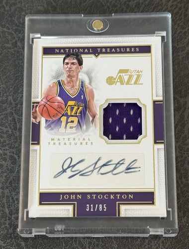 2015/16 National Treasures Material John Stockton Patch Jersey Auto /85 Jazz HOF