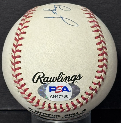 Johnny Vander Meer Signed NL Baseball Dated Back 2 Back No Hitter Auto Reds PSA