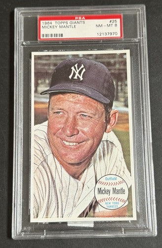 1964 Topps Giants # 25 Mickey Mantle PSA 8 NM - Mint Centered Beauty HOF Yankees