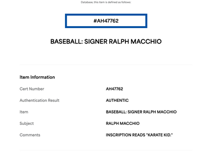 Ralph Macchio Signed Official MLB Baseball Karate Kid Auto PSA COA