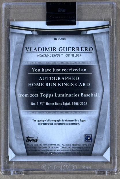 2021 Topps Luminaries Vladimir Guerrero Home Run Kings Auto /15 Encased Expos