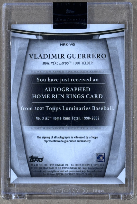 2021 Topps Luminaries Vladimir Guerrero Home Run Kings Auto /15 Encased Expos