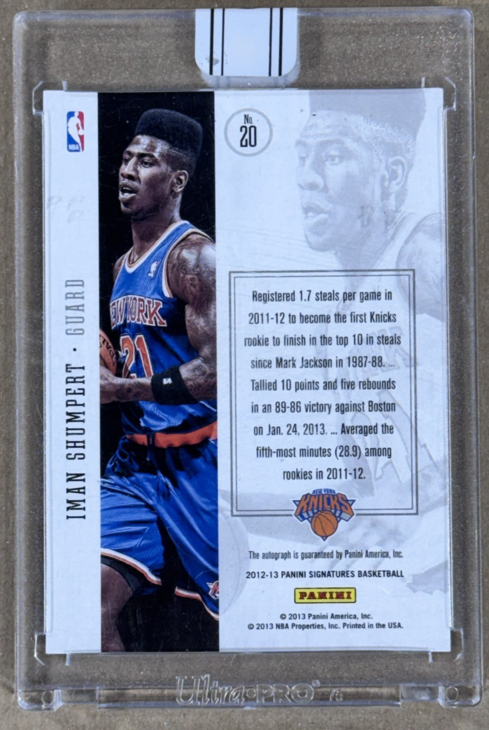 2013 Panini Signatures Iman Shumpert Auto /99 #20 New York Knicks Mint Encased