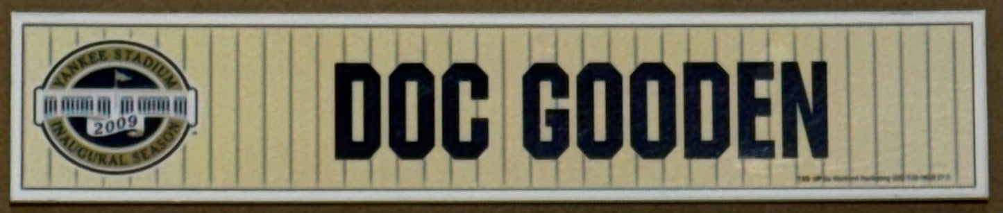 Doc Gooden Ny Yankees Game Used 2009 Old Timers Day Locker Nameplate Player COA