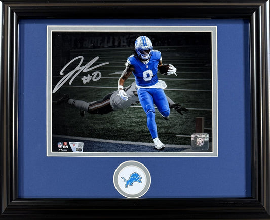 Jahmyr Gibbs Signed 8x10 Spotlight Photo Framed Detroit Lions Auto Fanatics COA