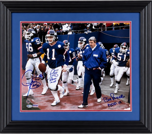 1986 NY Giants Signed 16x20 Framed Photo LT Simms Parcells LE 50/50 Auto BAS COA