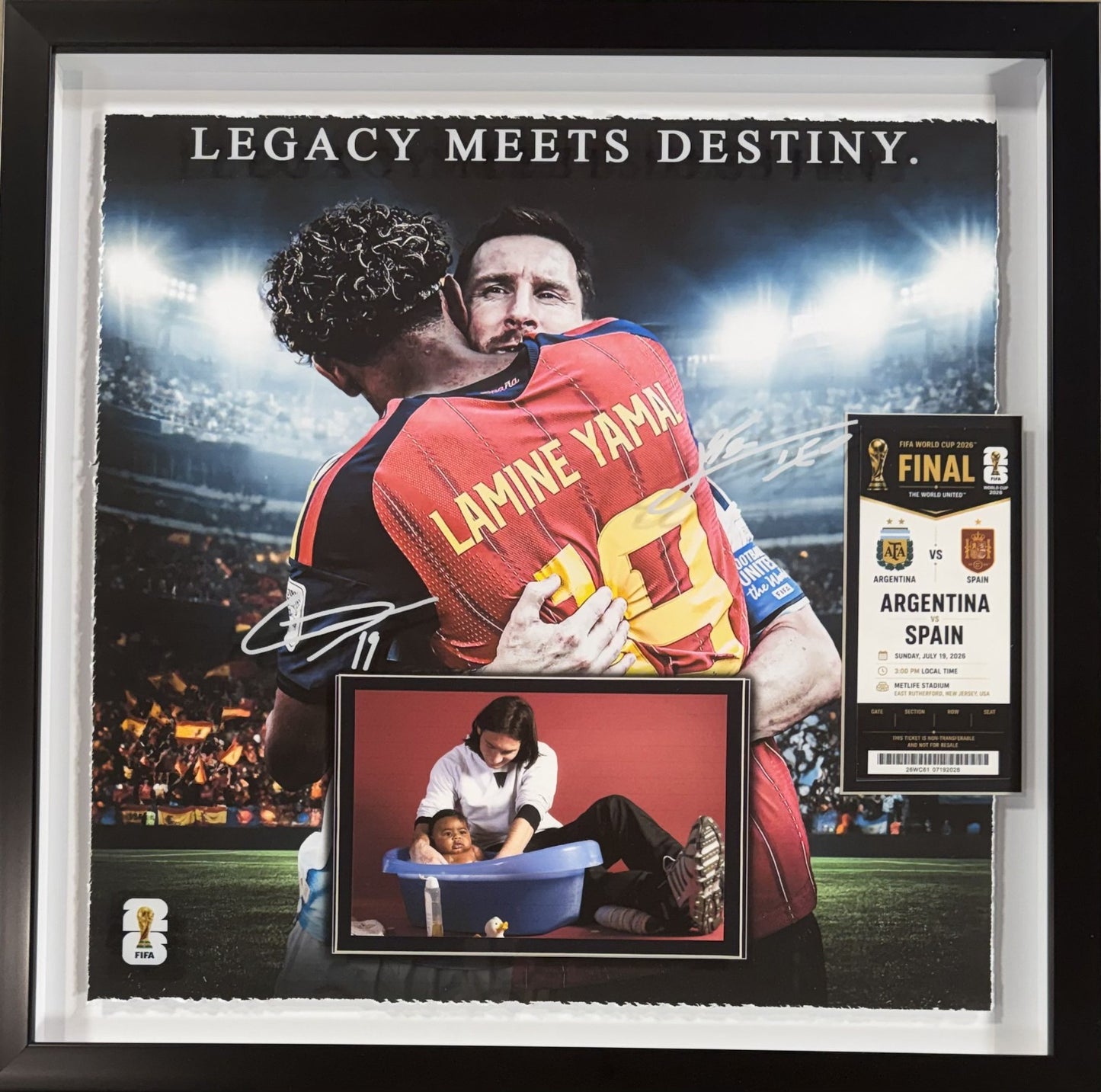 Lamine Yamal Spain Framed 3D Shadowbox Lionel Messi World Cup Finals Ticket 2026