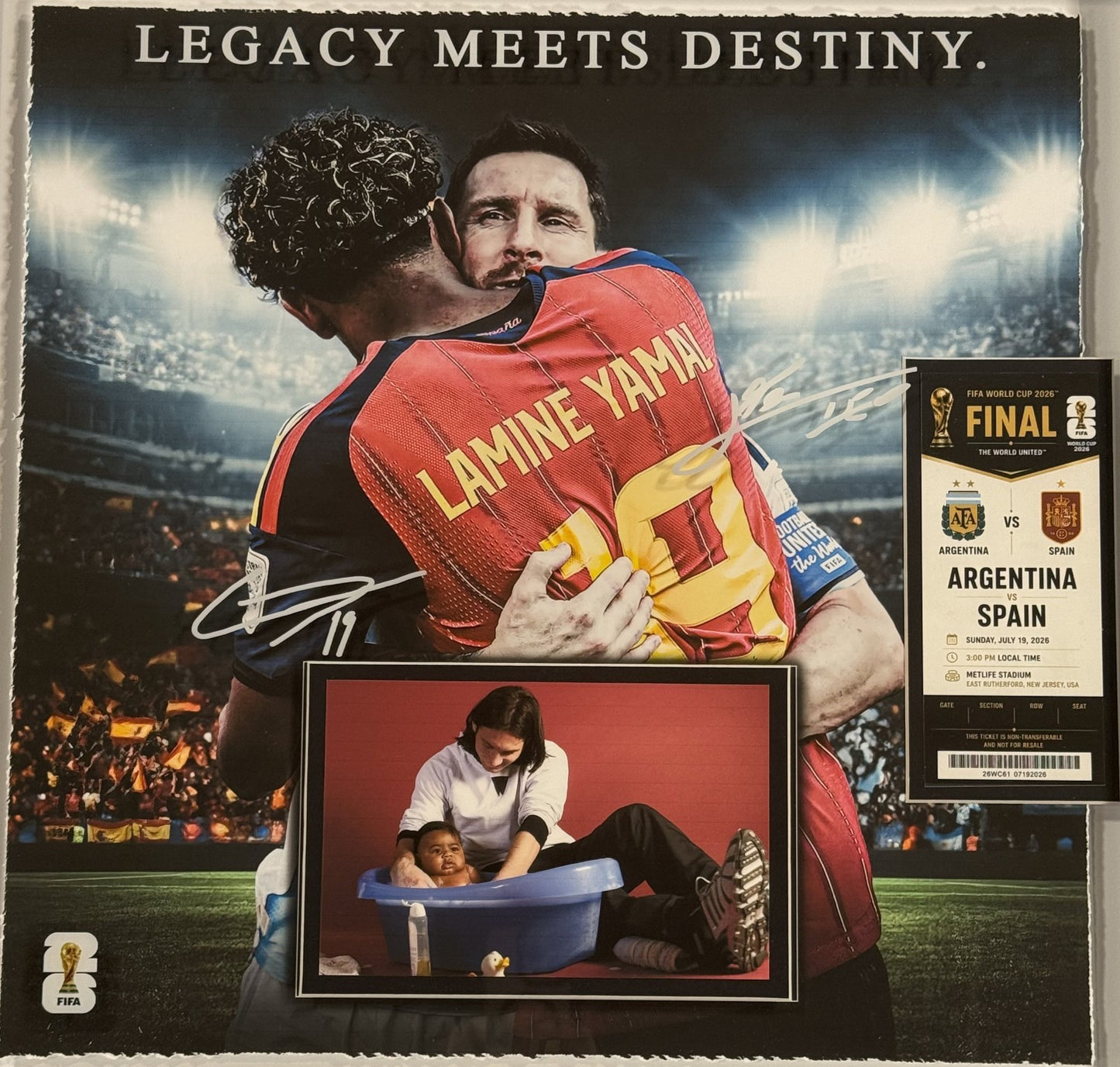 Lamine Yamal Spain Framed 3D Shadowbox Lionel Messi World Cup Finals Ticket 2026