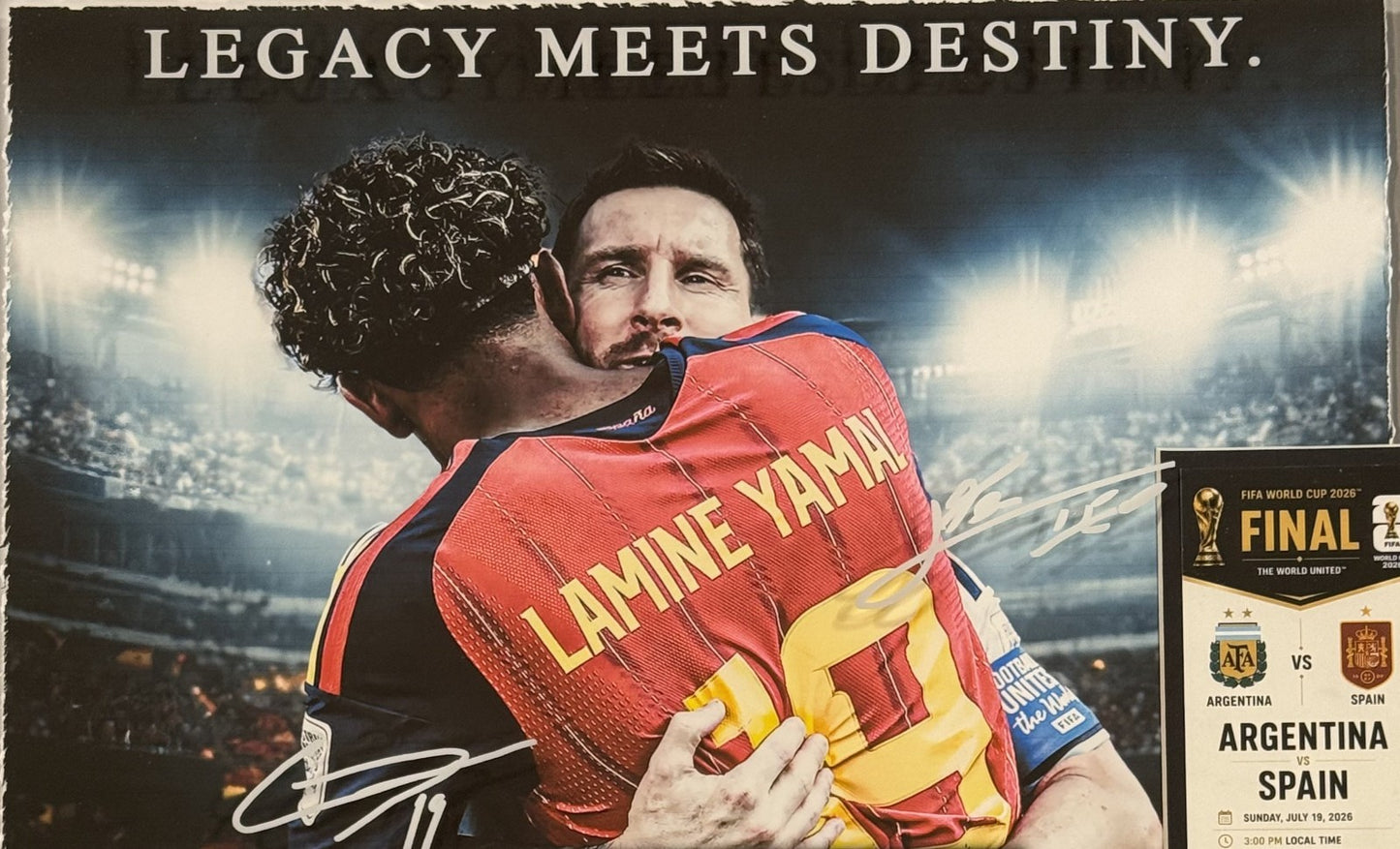 Lamine Yamal Spain Framed 3D Shadowbox Lionel Messi World Cup Finals Ticket 2026