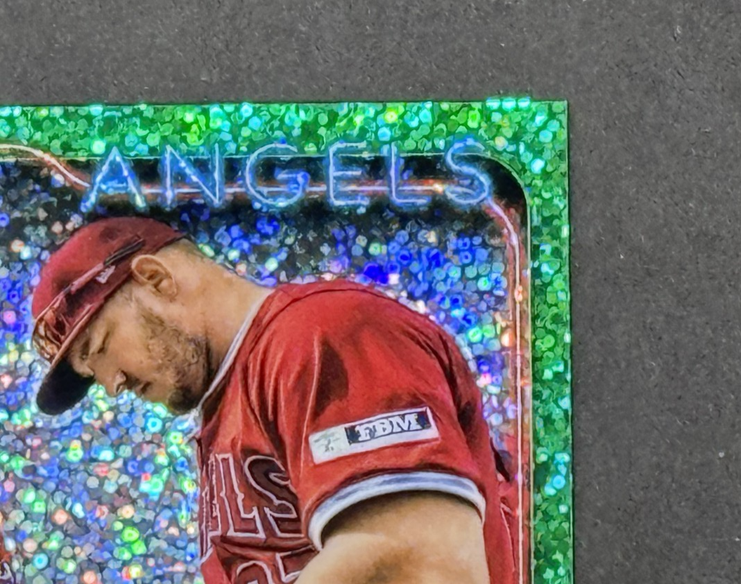 2024 Topps Chrome Mike Trout Green Speckle Image Variation LE /99 LA Angles Mint